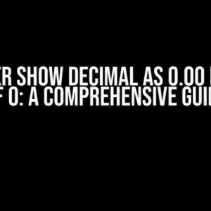 Swagger Show Decimal as 0.00 Instead of 0: A Comprehensive Guide